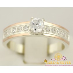 Серебряное кольцо с золотыми пластинами для помолвки. 037910к
